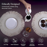 Ivory Braided Cotton Placemat Set of 6 with Fringes