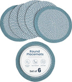 Melange Blue & White Braided Cotton Placemats - Set of 6