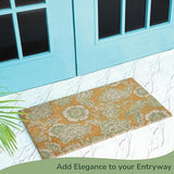 Olive Floral Coir Doormat - 17”x30”