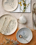 Beige botanical stoneware plate v2
