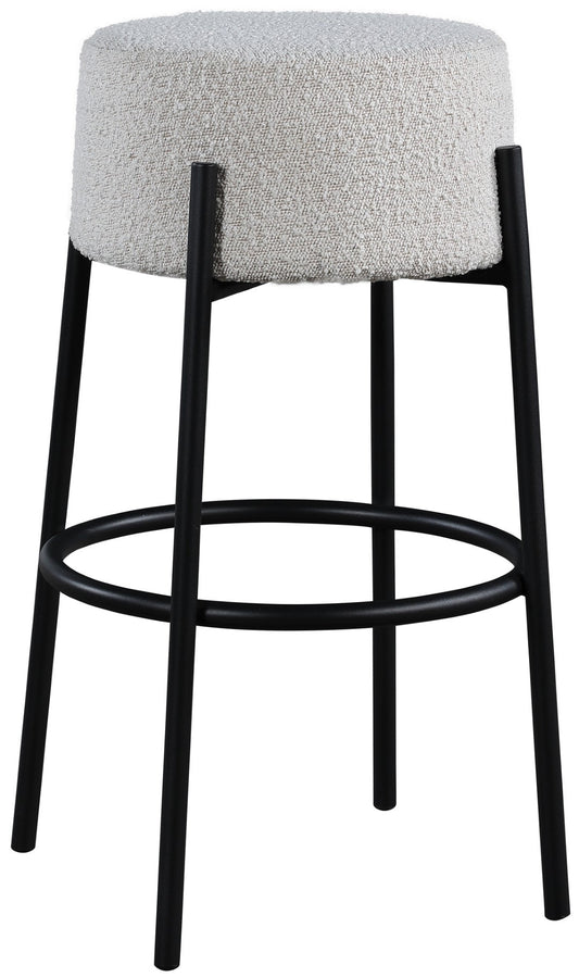 Avalon Contemporary Bar Stool with Matte Black Iron Frame - Stylish Addition for Modern Homes