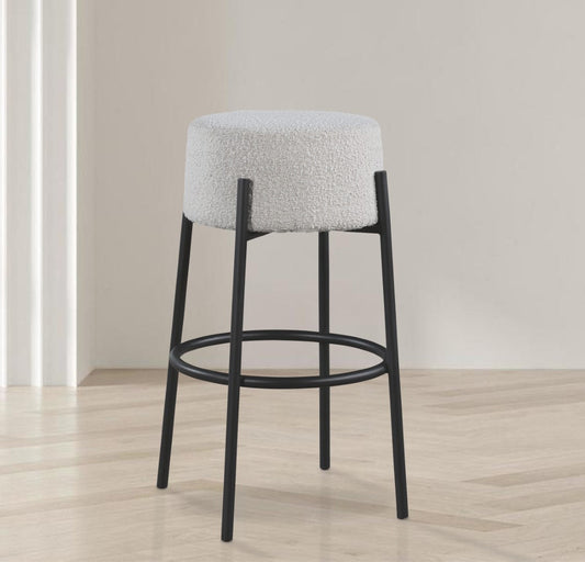 Avalon Contemporary Bar Stool with Matte Black Iron Frame - Stylish Addition for Modern Homes