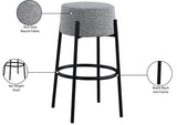 Avalon Contemporary Bar Stool with Matte Black Iron Frame - Stylish Addition for Modern Homes