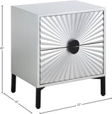 Glitz Glamorous Contemporary Side Table with Starburst Design and Matte Black Hardware Accent