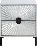 Glitz Glamorous Contemporary Side Table with Starburst Design and Matte Black Hardware Accent