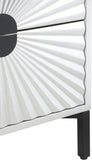 Glitz Glamorous Contemporary Side Table with Starburst Design and Matte Black Hardware Accent