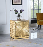 Golda Gold Leaf Side Table - Chic Hand-Carved Starburst Design for Modern Décor, 24" W x 16" D x 26" H