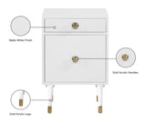 Lia Contemporary Side Table with Gold Trim and Acrylic Legs - Stylish Storage for Modern Decor