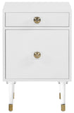 Lia Contemporary Side Table with Gold Trim and Acrylic Legs - Stylish Storage for Modern Decor
