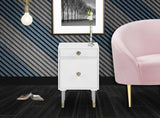 Lia Contemporary Side Table with Gold Trim and Acrylic Legs - Stylish Storage for Modern Decor