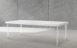 Bethany Contemporary Dining Table with Glossy Finish and Clear Acrylic Legs for Elegant Spaces
