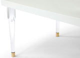 Bethany Contemporary Dining Table with Glossy Finish and Clear Acrylic Legs for Elegant Spaces