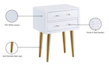 Zane Elegant White Lacquer Side Table with Gold Legs & Acrylic Handles for Contemporary Spaces