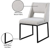 Jayce Modern Dining Chair Set of 2 - Plush Upholstered with Stylish Matte Black Iron Base for Comfort