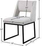 Jayce Modern Dining Chair Set of 2 - Plush Upholstered with Stylish Matte Black Iron Base for Comfort
