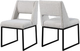 Jayce Modern Dining Chair Set of 2 - Plush Upholstered with Stylish Matte Black Iron Base for Comfort