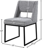 Jayce Modern Dining Chair Set of 2 - Plush Upholstered with Stylish Matte Black Iron Base for Comfort
