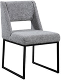 Jayce Modern Dining Chair Set of 2 - Plush Upholstered with Stylish Matte Black Iron Base for Comfort