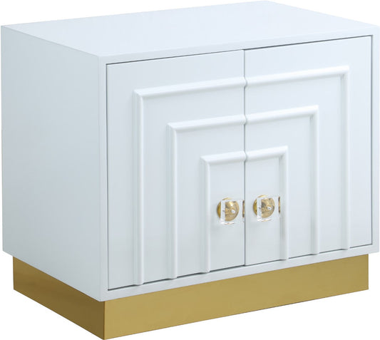 Cosmopolitan Acrylic Contemporary Side Table with Gold Stainless Steel Base for Chic Room Decor