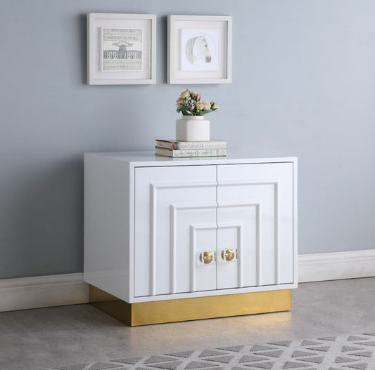 Cosmopolitan Acrylic Contemporary Side Table with Gold Stainless Steel Base for Chic Room Decor