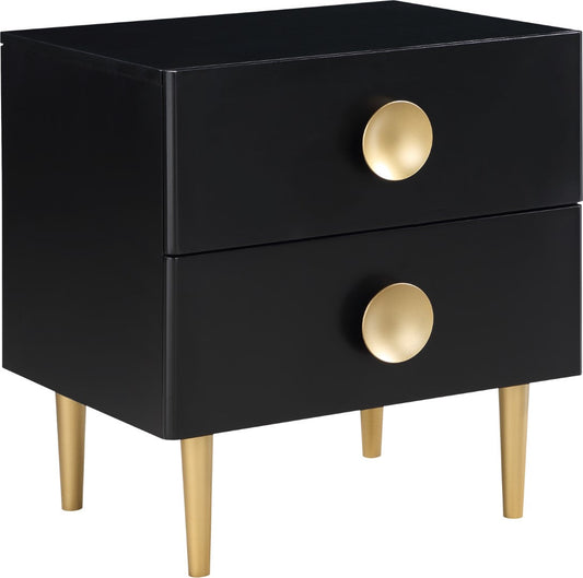 Zayne Contemporary Night Stand with Brushed Gold Legs – Elevate Your Modern Décor Effortlessly