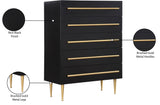 Marisol Black Chest - Elegant Modern Bedroom Storage with Gold Accents and Durable Wood Design