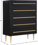 Marisol Black Chest - Elegant Modern Bedroom Storage with Gold Accents and Durable Wood Design