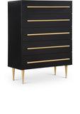 Marisol Black Chest - Elegant Modern Bedroom Storage with Gold Accents and Durable Wood Design