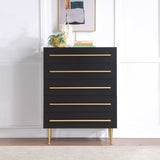 Marisol Black Chest - Elegant Modern Bedroom Storage with Gold Accents and Durable Wood Design