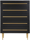 Marisol Black Chest - Elegant Modern Bedroom Storage with Gold Accents and Durable Wood Design
