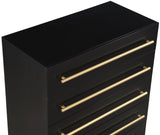 Marisol Black Chest - Elegant Modern Bedroom Storage with Gold Accents and Durable Wood Design