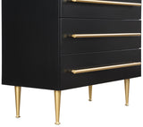 Marisol Black Chest - Elegant Modern Bedroom Storage with Gold Accents and Durable Wood Design