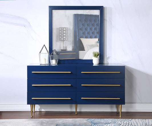 Marisol Contemporary Mirror with Rich Black Finish and Brushed Gold Accents for Modern Décor