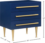 Marisol Contemporary Night Stand with Rich Black Finish and Stylish Brushed Gold Metal Accents