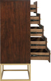 Maxine Contemporary Engineered Wood Chest with Rich Black Finish and Stylish Brushed Gold Accents
