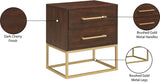 Maxine Contemporary Night Stand with Rich Black Finish and Stylish Brushed Gold Metal Accents