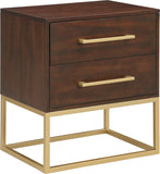Maxine Contemporary Night Stand with Rich Black Finish and Stylish Brushed Gold Metal Accents