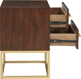 Maxine Contemporary Night Stand with Rich Black Finish and Stylish Brushed Gold Metal Accents