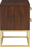 Maxine Contemporary Night Stand with Rich Black Finish and Stylish Brushed Gold Metal Accents