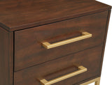 Maxine Contemporary Night Stand with Rich Black Finish and Stylish Brushed Gold Metal Accents