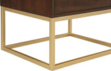 Maxine Contemporary Night Stand with Rich Black Finish and Stylish Brushed Gold Metal Accents