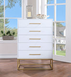 Maxine Contemporary Engineered Wood Chest with Rich Black Finish and Stylish Brushed Gold Accents