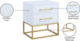 Maxine Contemporary Night Stand with Rich Black Finish and Stylish Brushed Gold Metal Accents