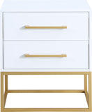 Maxine Contemporary Night Stand with Rich Black Finish and Stylish Brushed Gold Metal Accents