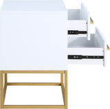 Maxine Contemporary Night Stand with Rich Black Finish and Stylish Brushed Gold Metal Accents