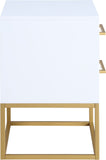 Maxine Contemporary Night Stand with Rich Black Finish and Stylish Brushed Gold Metal Accents