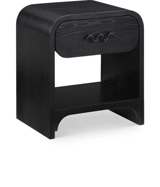 Hayes Night Stand - Sleek Ash Wood Veneer Table with Matte Handle for Contemporary Home Elegance
