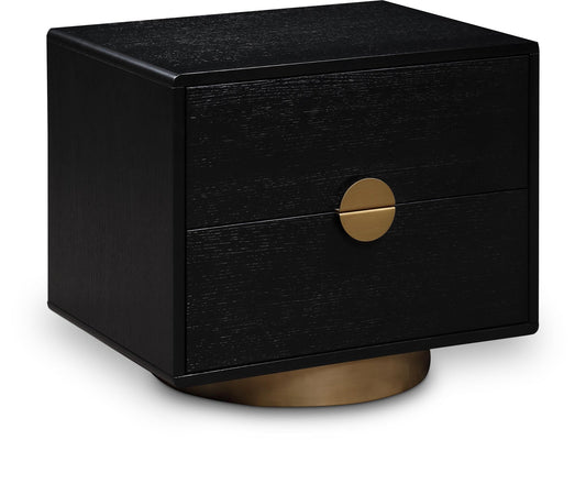 Wade Night Stand - Elegant Oak Veneer Side Table with Brushed Brass Base for Contemporary Style