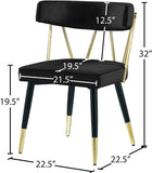 Rheingold Contemporary Dining Chair Set of 2 - Elegant Velvet Upholstery with Stylish Gold Accents