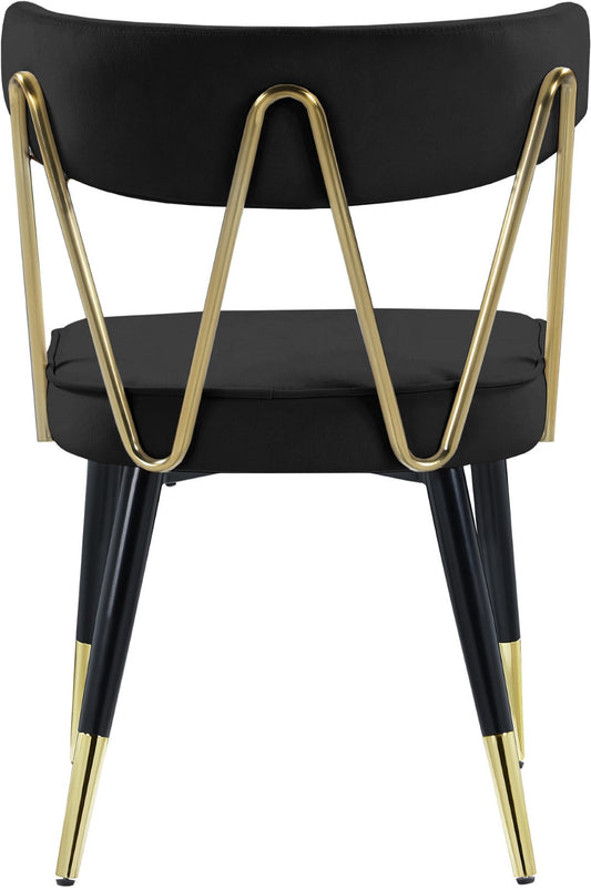 Rheingold Contemporary Dining Chair Set of 2 - Elegant Velvet Upholstery with Stylish Gold Accents